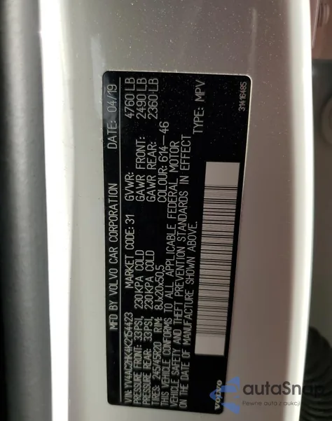 2019 Volvo Xc40 T4 Momentum z USA, uszkodzony, nr VIN YV4AC2HK4K2154423